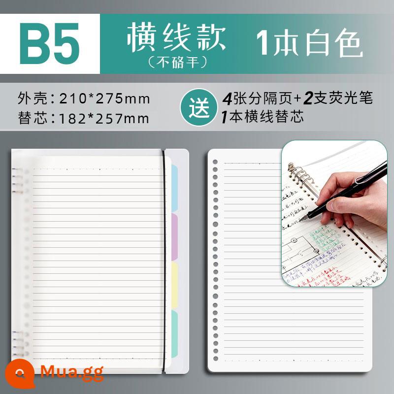 Văn phòng phẩm Chenguang B5 sổ rời không cầm tay lưới đường kẻ ngang đa quy cách A4 có thể tháo rời lõi dày sổ ghi chép kiểm tra đầu vào của học sinh cuốn sách câu hỏi sai cuộn - Trắng/Dây Ngang B5 1/Tặng 1 Lõi Thay Thế (Không Có Tay)