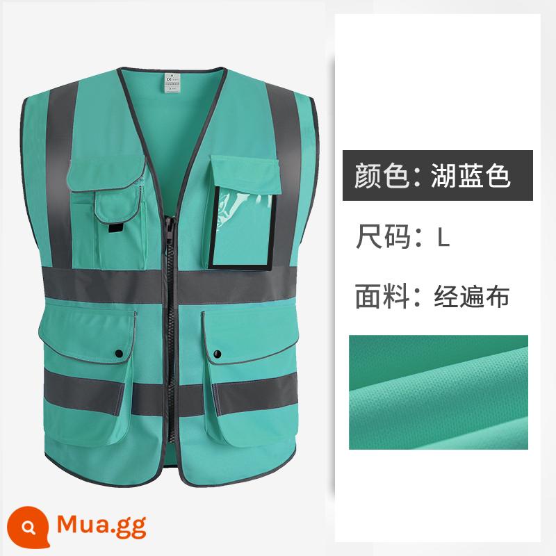 cnss vest phản quang vest xây dựng người đàn ông cưỡi quần áo an toàn công trường giao thông công trường huỳnh quang màu vàng quần áo bảo hiểm lao động - Hồ xanh size L