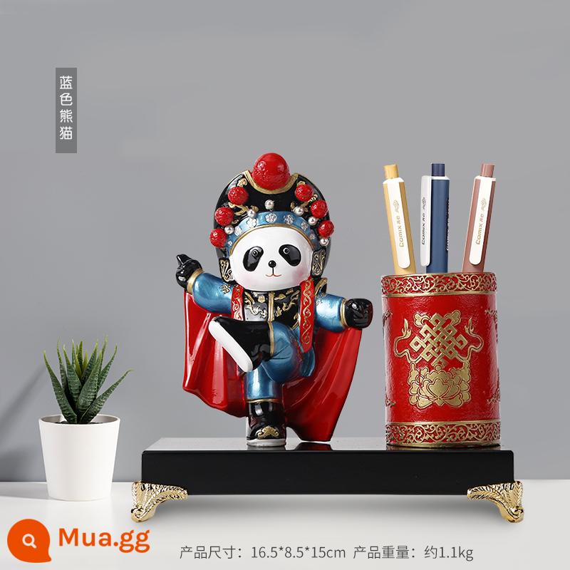 Tứ Xuyên Opera Mặt nạ Panda Bút Đồ trang trí Tứ Xuyên Thành Đô Du lịch Quà lưu niệm Hội nghị Tốt nghiệp Quà tặng Giáng sinh - Hộp đựng bút Panda số 6 màu xanh