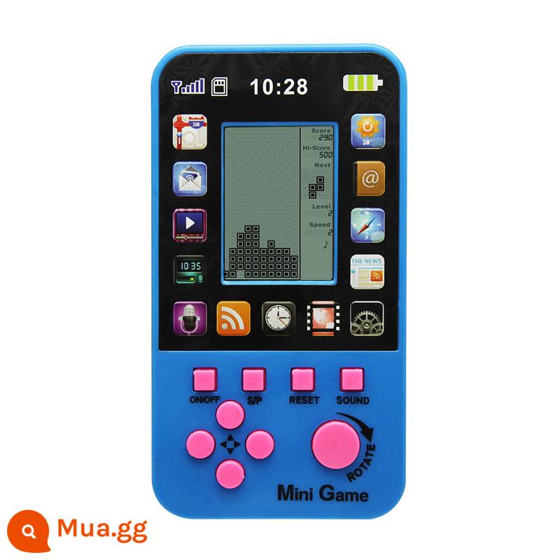 Máy chơi game Tetris nhỏ, máy chơi game cầm tay, quà tặng đồ chơi giáo dục hoài cổ cổ điển cho trẻ em - Màu xanh [hình dáng điện thoại Apple]