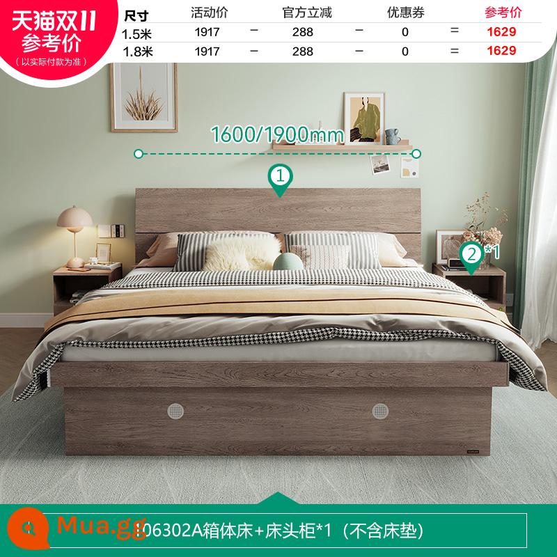 Quanyou Home Giường Hộp Cao Cấp Bộ Phòng Ngủ Chính Kết Hợp 1.5M 1.8M Phòng Ngủ Lưu Trữ Nội Thất Giường 106302 - [Storage | Grey Oak Grain A] Giường hộp cao + Bàn cạnh giường ngủ*1