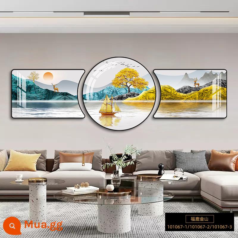 Tranh trang trí phòng khách phong cách Trung Quốc mới tranh treo tường sofa nền tường treo tranh ánh sáng sang trọng hiện đại tối giản bộ ba bức tranh tường mới - Phúc Lộc Kim Sơn