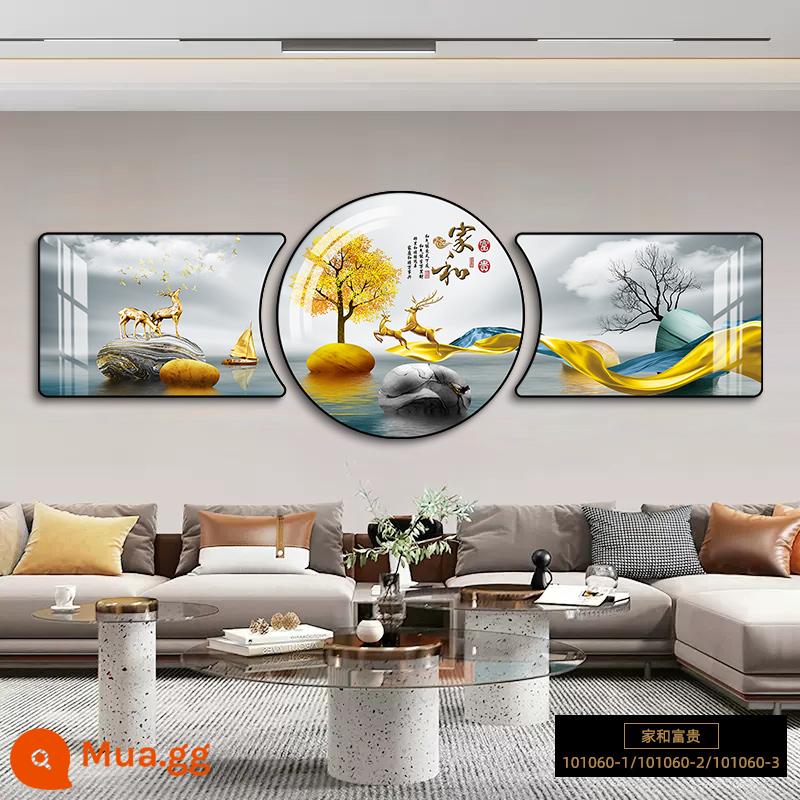 Tranh trang trí phòng khách phong cách Trung Quốc mới tranh treo tường sofa nền tường treo tranh ánh sáng sang trọng hiện đại tối giản bộ ba bức tranh tường mới - Gia đình và giàu có