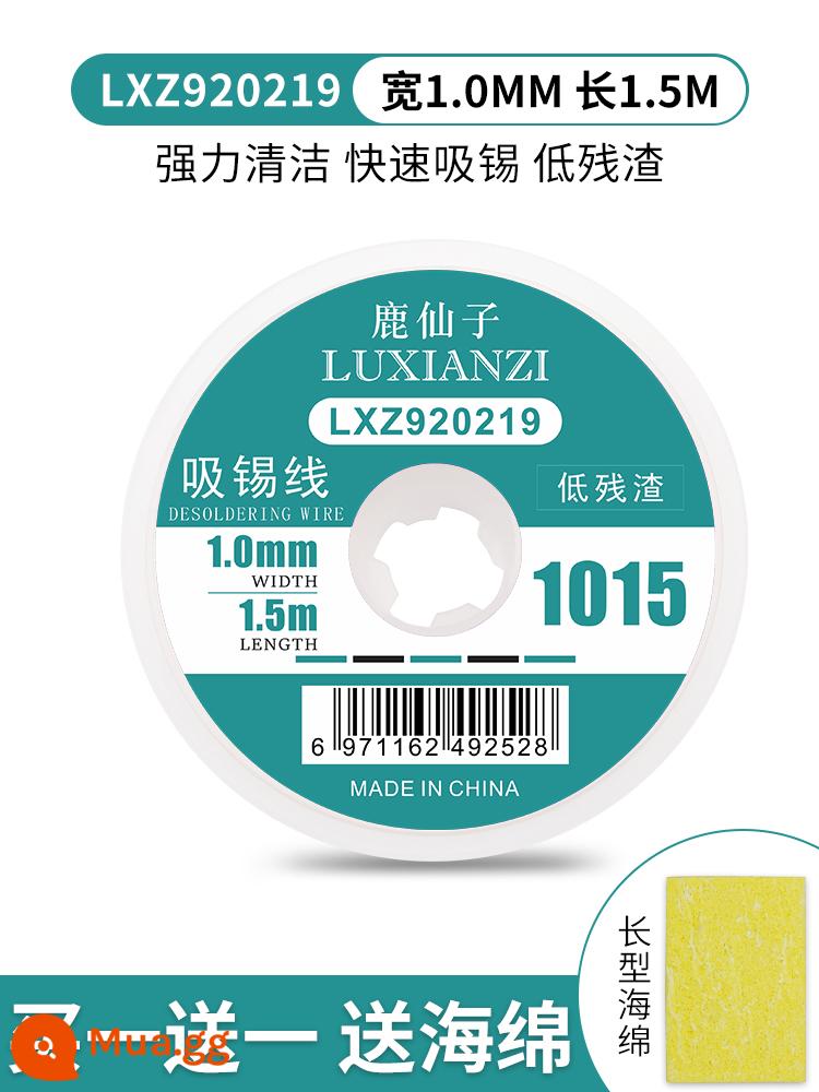 Dây hàn chính hãng Luxianzi, băng hàn, băng loại bỏ xỉ thiếc, dụng cụ loại bỏ miếng đệm loại bỏ thiếc CP2015/3515/BGA - [Hươu Tiên] 1015 chiều rộng 1.0 (bao gồm miếng bọt biển)