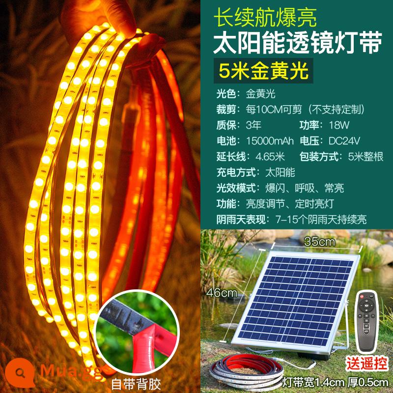 Đèn năng lượng mặt trời COB mới với đèn led chống nước ngoài trời thanh ánh sáng mềm sân siêu sáng biệt thự sân vườn ban công bầu không khí ánh sáng - Dải đèn giặt tường thấu kính nổ-5 mét Ánh sáng vàng [5 mét 1 dải] Mô hình kỹ thuật Điều khiển ánh sáng thông minh