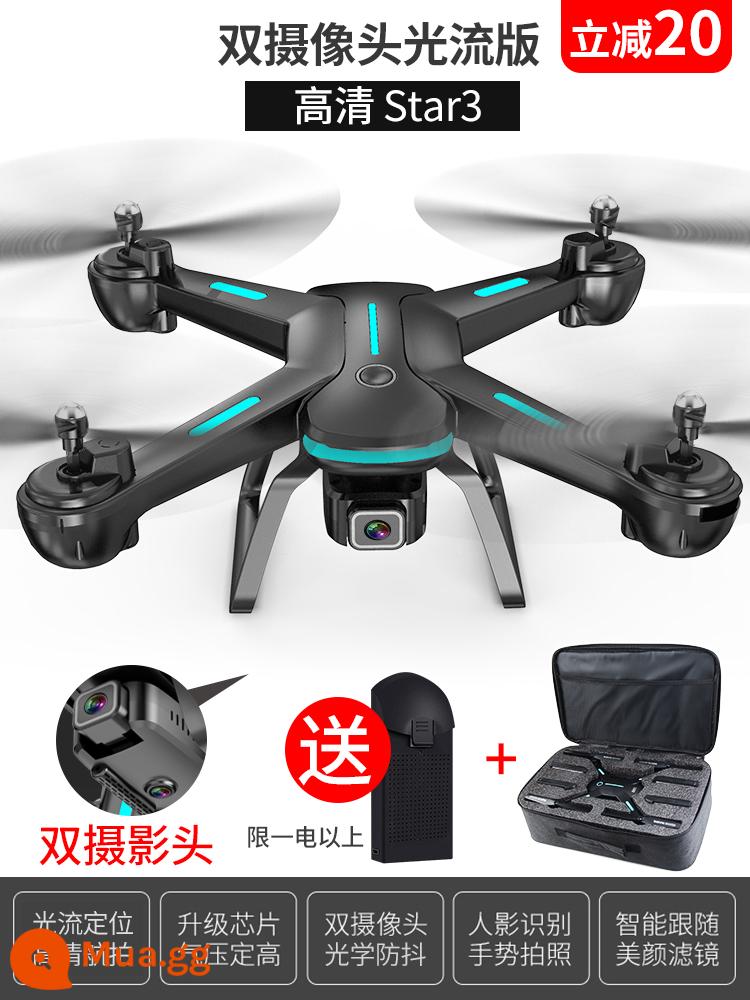 UAV camera trên không độ nét cao máy bay chuyên nghiệp người lớn máy bay điều khiển từ xa trường tiểu học cậu bé trẻ em máy bay trực thăng đồ chơi - [Miễn phí pin gốc + túi đựng] [HD Star3] Phiên bản dòng quang máy ảnh kép [giới hạn ở một pin trở lên]