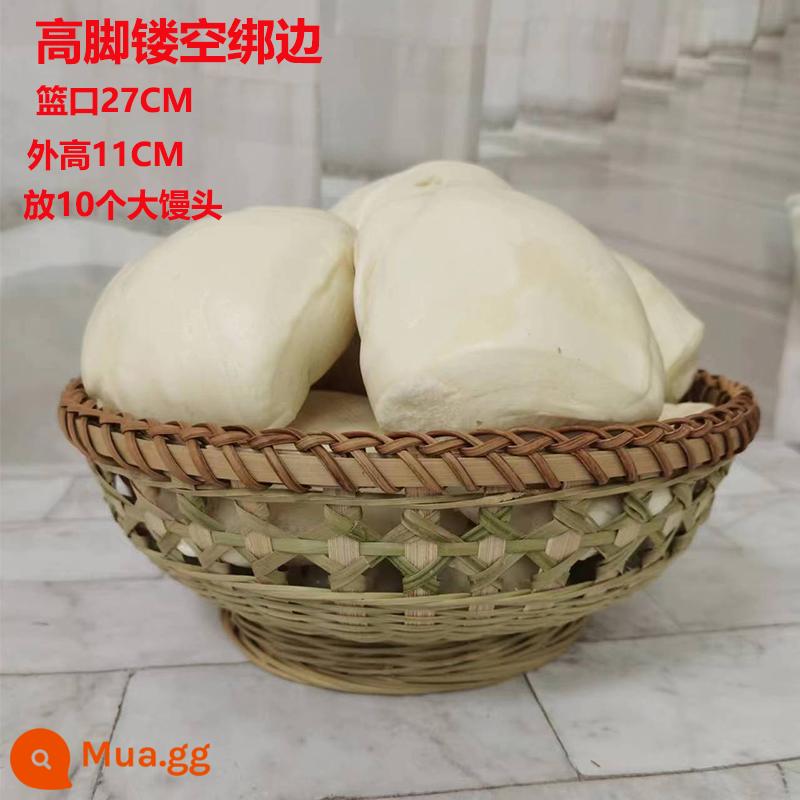 Mây tre hấp bún giỏ snack giỏ trái cây dệt tinh xảo cao dệt giỏ nhà bếp giỏ đựng rau quả tròn lớn - Cao rỗng đường kính lớn 27CM