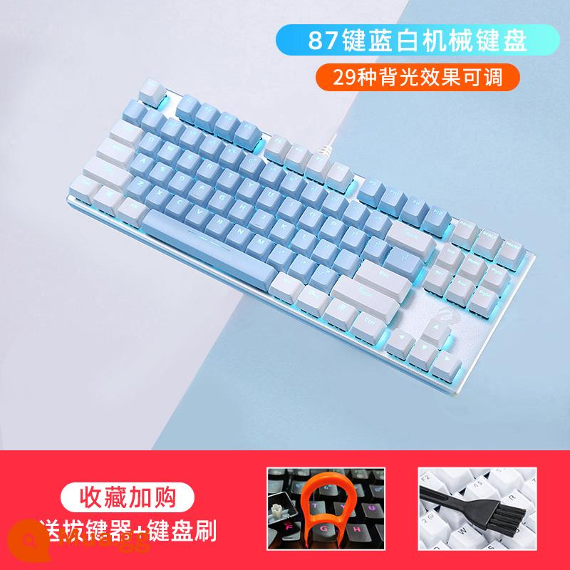 Daryou EK815 Cáp hợp kim cơ học E -Sports Bàn phím cơ học Metal Office Office General - Phím xanh trắng-87