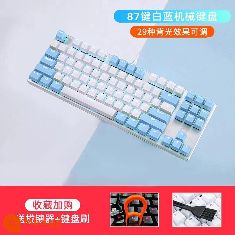 Daryou EK815 Cáp hợp kim cơ học E -Sports Bàn phím cơ học Metal Office Office General - Phím trắng xanh-87