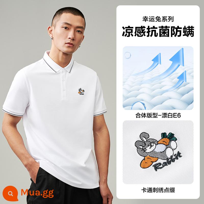 Nhà của Hải Lan Hứa Ngụy Châu cotton băng giá năng lượng mát mẻ thỏ may mắn Áo sơ mi POLO ngắn tay 23 Xia Xin Áo phông trắng nam - Cảm giác mát lạnh kháng khuẩn diệt giun sán - tẩy trắng E6