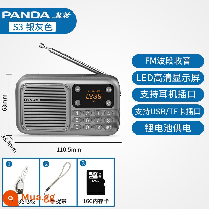 Panda S3 máy nghe đài cho người già chuyên hát và thu âm tích hợp U disk Walkman - Space Silver [thẻ nhớ tiêu chuẩn +16G]