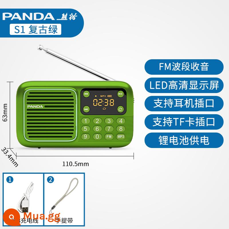 Panda S3 máy nghe đài cho người già chuyên hát và thu âm tích hợp U disk Walkman - Xanh [tiêu chuẩn]