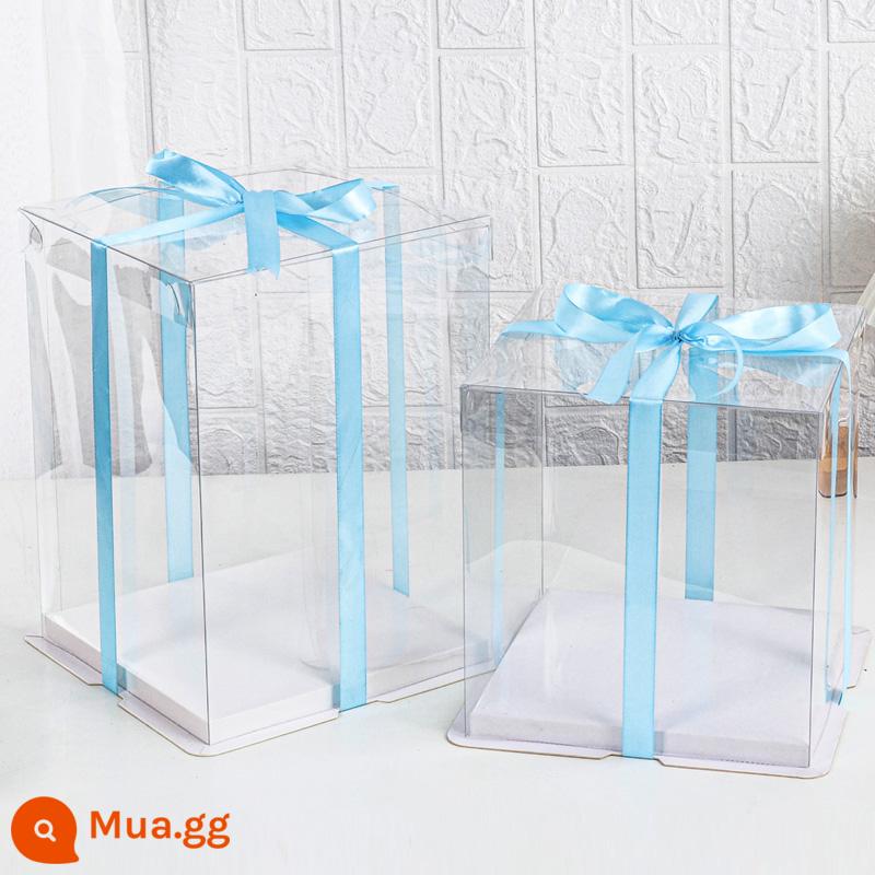 Hộp bánh sinh nhật bao bì hộp 6 sáu inch 8 tám inch 12 inch 10 inch đơn hai lớp cao vuông trong suốt hộp bánh - Hộp trong suốt—[nắp trong suốt + đáy trắng]