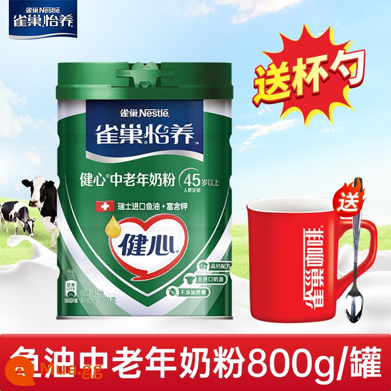 Nestlé Yiyang sữa bột trung niên và người cao tuổi có hàm lượng canxi cao cho người lớn sữa bột không chứa đường sucrose đích thực hàng đầu của cửa hàng hàng đầu - Dầu cá nhập khẩu❤Jianxin 800g-tặng kèm cốc và thìa