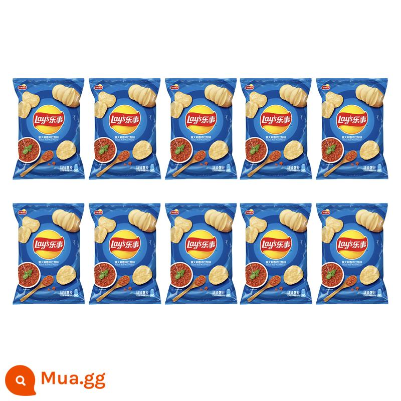 Lay's Khoai Tây Chiên Gói Lớn 70G * 10 Túi Thực Phẩm Phồng Gói Quà Ăn Vặt Snack Chính Hãng Khoai Tây Chiên Bán Buôn - [10 túi] Hương vị hầm đỏ Ý 75g*10 túi.