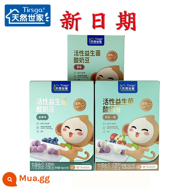 Natural Family Double Probiotic Sữa chua Đậu nành Hương vị Nguyên bản Việt quất 4 trong 1 - Sữa chua đậu [3 hộp] (lưu ý hương vị)