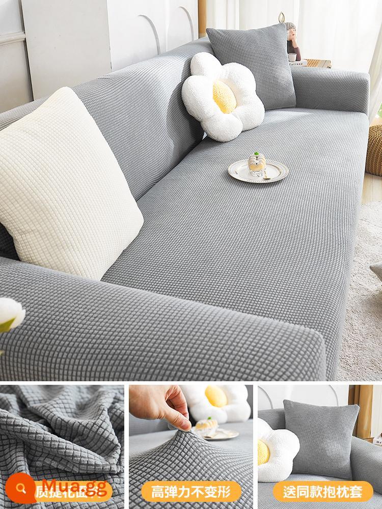 Vỏ bọc ghế sofa bao gồm tất cả các loại vỏ hình chữ vạn mùa thu đông Vỏ bọc ghế sofa 2023 Vỏ đàn hồi phổ thông bốn mùa mới chống mèo cào - Cánh Đồng Lúa Mì - Xám Nhạt