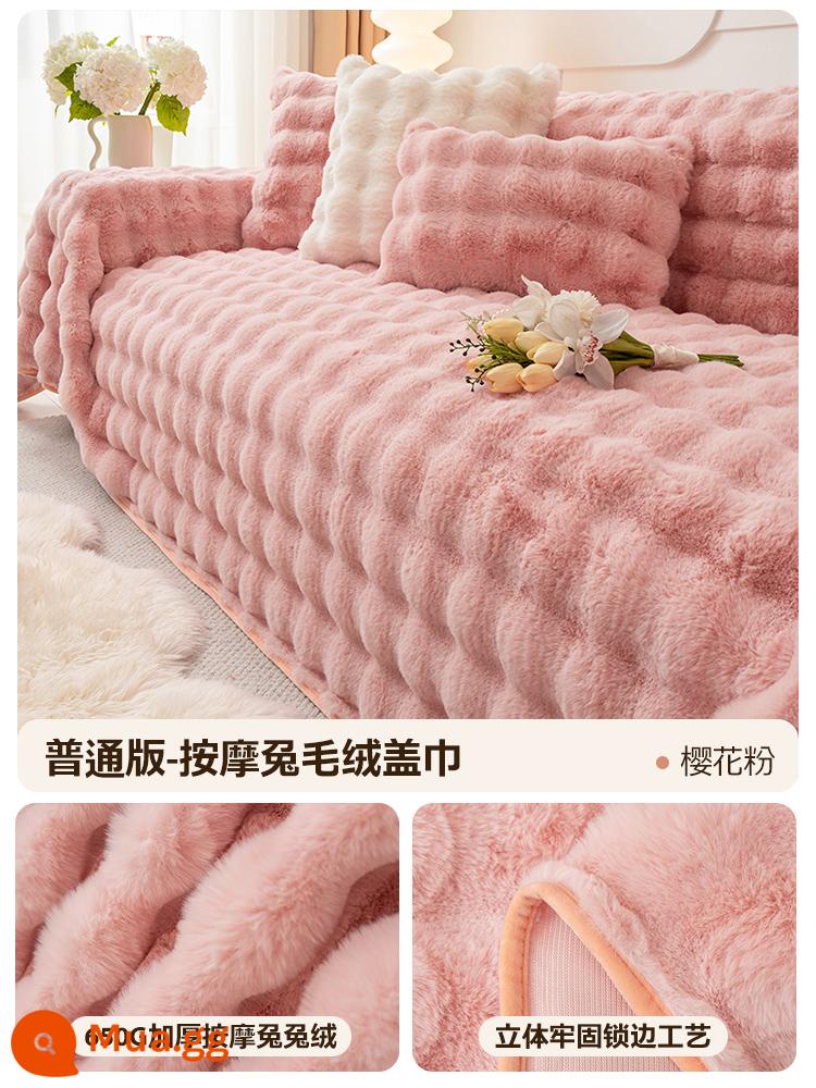 Vỏ sofa nhung thỏ dày mùa đông, vỏ bọc tay vịn cao cấp, vỏ sofa, chăn đệm ghế đa năng trọn gói - Bột thỏ nhồi bông-Sakura [Thông thường 650g Tiết kiệm và phải chăng]