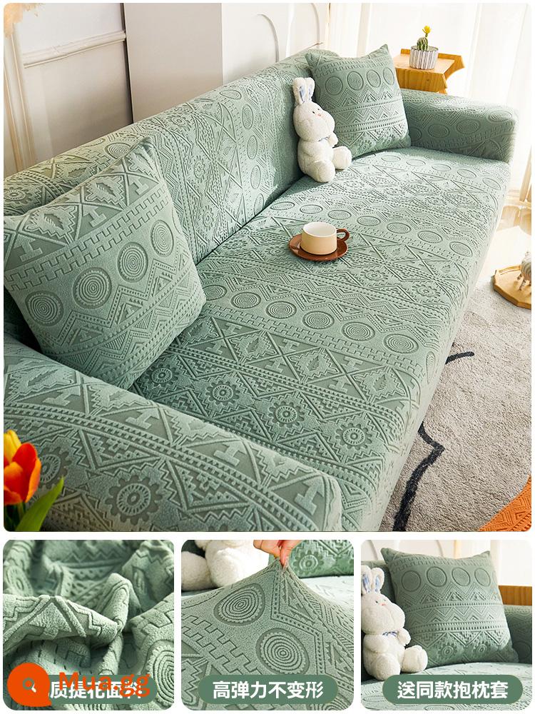 Vỏ bọc ghế sofa đàn hồi bằng nhung Jacquard Vỏ bọc đa năng bao gồm tất cả các loại chống mèo chống trầy xước phổ biến bốn mùa mới 2023 vỏ bọc ghế sofa mùa thu đông - Mia-Cỏ Xanh