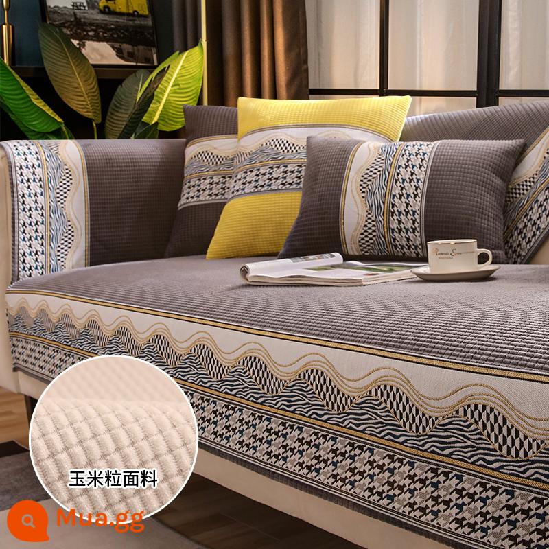 Đệm Sofa Bốn Mùa Đa Năng Đơn Giản Hiện Đại Đệm Đệm Chống Trơn Ghế Sofa Ghế Đệm Đa Năng Bao Vải Lưng Khăn - Mòng biển xám