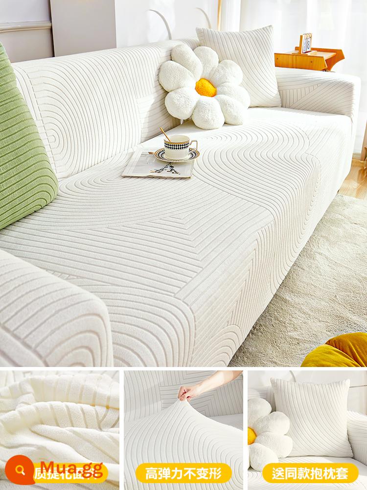 Vỏ bọc ghế sofa đàn hồi Vỏ bọc phổ quát bao gồm tất cả các phong cách mới cho tất cả các mùa 2023 người lười biếng chống trầy xước vỏ bọc ghế sofa tất cả trong một - Sữa cuộn Thụy Sĩ trắng