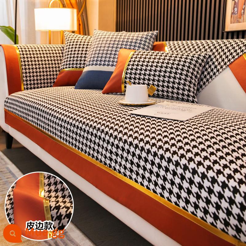 Đệm sofa Houndstooth, đệm ngồi phổ thông cho mọi mùa, vỏ bọc cao cấp nhẹ nhàng sang trọng, đệm ghế viền ren, vải bọc thu đông - Houndstooth-Cam