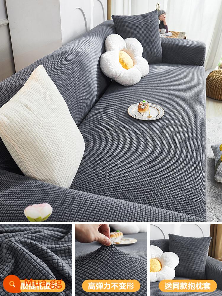 Vỏ bọc ghế sofa bao gồm tất cả các loại vỏ hình chữ vạn mùa thu đông Vỏ bọc ghế sofa 2023 Vỏ đàn hồi phổ thông bốn mùa mới chống mèo cào - cánh đồng lúa mì - màu xám