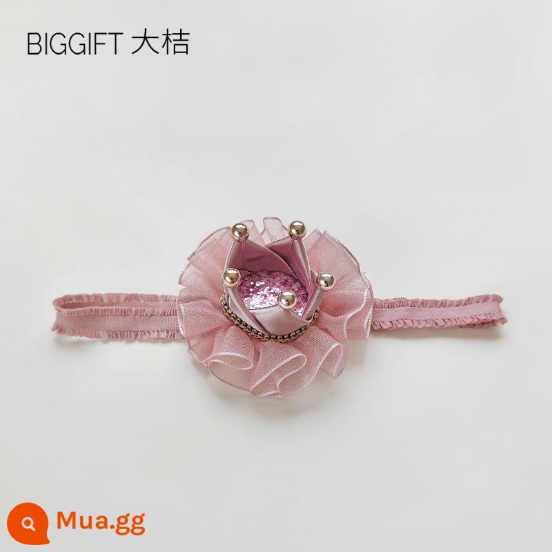 BIGGIFT quả cam lớn ~ kết cấu cao! Mũ sinh nhật bé gái vương miện công chúa kẹp tóc trọn gói không làm đau tóc - Vương miện lấp lánh củ sen | băng đô