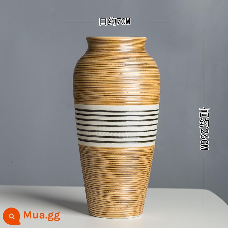 Jingdezhen bình trang trí phòng khách cắm hoa hoa khô sáng tạo hiện đại tối giản Trung Quốc mờ bình gốm thủy canh hoa - Kèn vàng có hai đầu