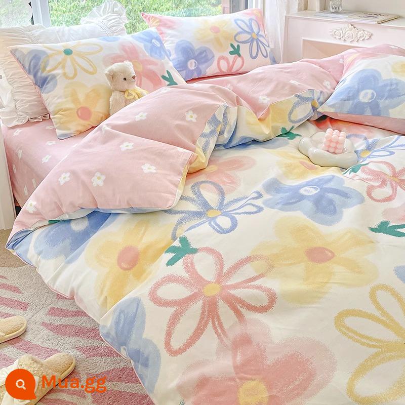 Đơn giản chăn ga cotton đơn mảnh 150x200 đơn ký túc xá sinh viên chăn ga 200x230 chăn đơn nam - tranh sơn dầu quan niệm nghệ thuật