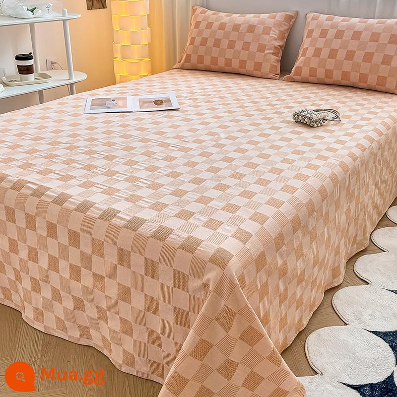 Lớp Một waffle cotton giường đơn cotton 100 mùa hè ký túc xá đơn chăn đơn nam áo gối ôm 3 bộ đôi - Khăn trải giường bằng vải cotton-màu cam