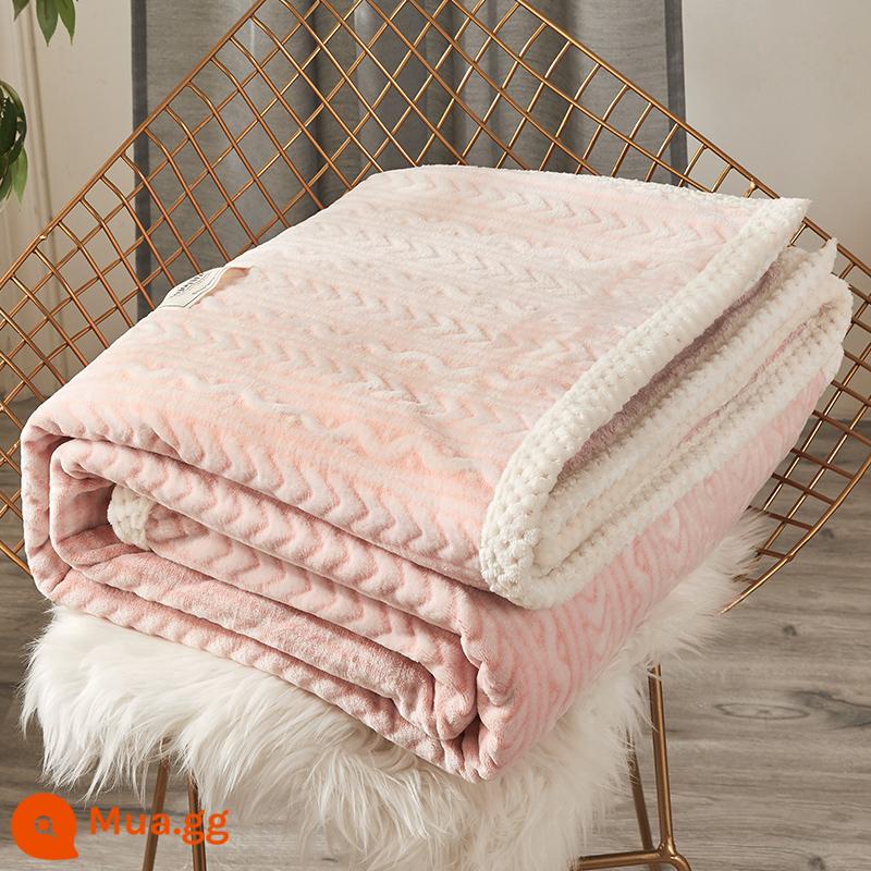 Dày flannel chăn lông cừu san hô mùa đông nghỉ trưa chăn giường ngủ trưa văn phòng chăn ga - bột dưa hấu