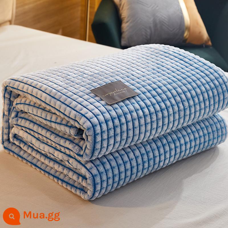 Dày flannel chăn lông cừu san hô mùa đông nghỉ trưa chăn giường ngủ trưa văn phòng chăn ga - trời xanh