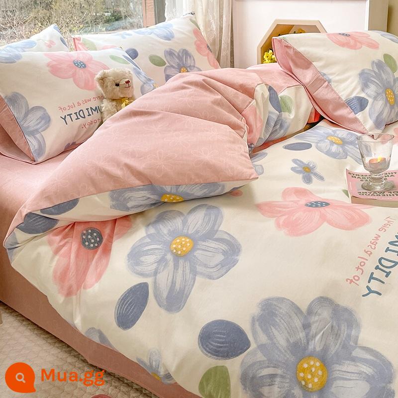 Phong Cách Bắc Âu Ins Đơn Giản Bộ 4 Món Bộ Chăn Ga Gối Cotton 100 Mỹ Nhẹ Sang Trọng Giường Vỏ Chăn 3 Mảnh Trang Bị Tấm - nên thơ