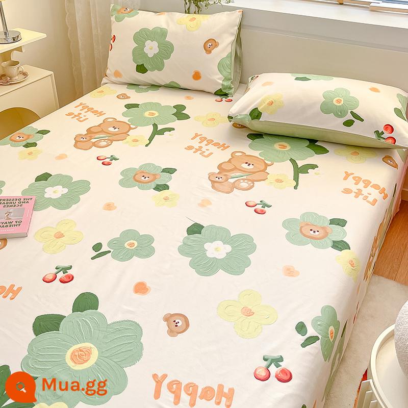 Mùa hè cotton nguyên chất 100 tấm đơn giường đôi 1,8 mét cotton đơn tấm chăn 2 vỏ gối bộ ba mảnh 1,5 mét - Những suy nghĩ ngọt ngào