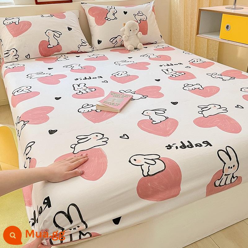 Túi ngủ cotton màu đỏ lưới một mảnh cotton mùa hè ga trải giường cho trẻ em nệm túi giường chống bụi ga trải giường bộ ba món trọn gói - yêu thỏ