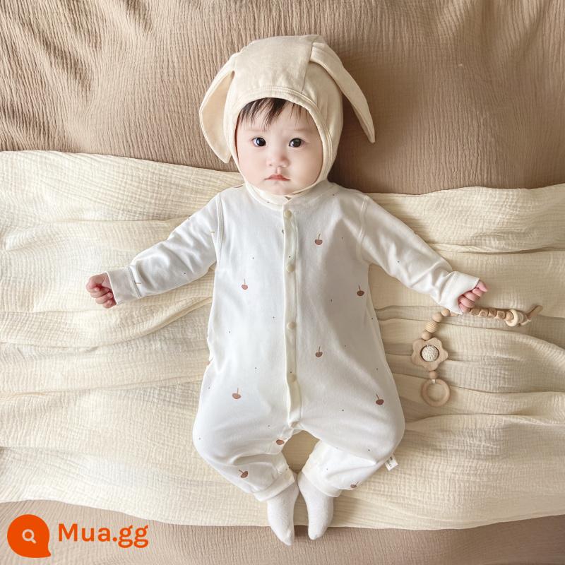 Bộ áo liền quần cotton nguyên chất cho bé sơ sinh dành cho nam và nữ, áo khoác kiểu phương Tây, quần yếm, quần áo đi chơi thu đông cho bé, quần áo trong dài tay - Jumpsuit cotton hình nấm