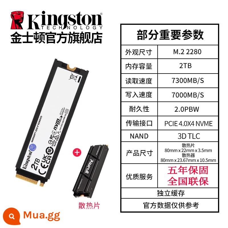 Ổ cứng thể rắn Kingstonkc3000 PCIE4.0 M.2 500G/1T/2T notebook PS5 máy tính để bàn SSD - Phiên bản tản nhiệt/2000G