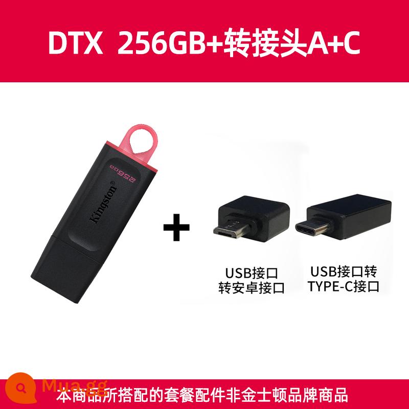 Ổ đĩa flash Kingston 256g tốc độ cao dung lượng lớn trên ô tô Ổ đĩa flash USB di động Đĩa U máy tính văn phòng Hệ thống DTX ∪ đĩa - Bộ chuyển đổi DTX/256GB+ (cổng USB + cổng C)