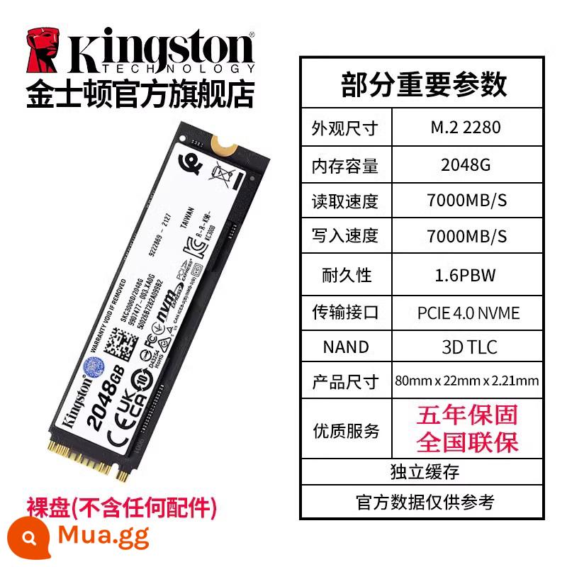 Ổ cứng thể rắn Kingstonkc3000 PCIE4.0 M.2 500G/1T/2T notebook PS5 máy tính để bàn SSD - SKC3000D--2048G