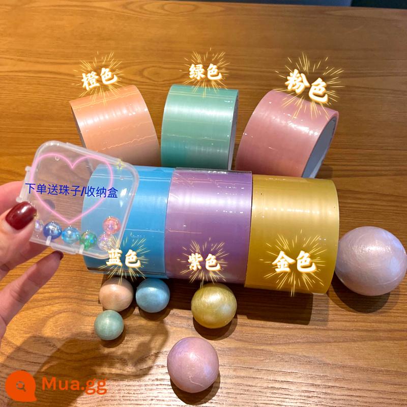 Ngọc Trai 6 Cm Macaron Lớn Băng Dính Bóng Bóng Diang Bóng Băng Người Mới Giải Nén Tự Do Cuộn Lụa Bóng Nước - Pearlescent 60MM [trọn bộ 6 tập] hạt miễn phí