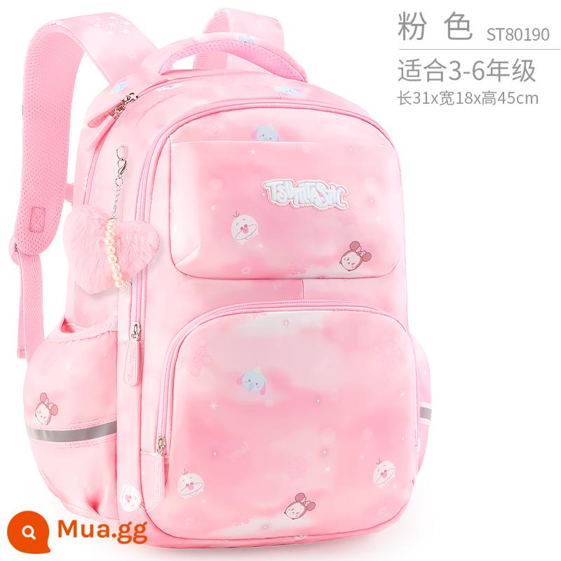 Disney Schoolbags Trường tiểu học Girl Girl Girl Một, ba đến lớp sáu cô gái siêu nhẹ -Backpack Backpack của trẻ em Ridge Ridge Sorment - Lớp 3-6 hồng 80190