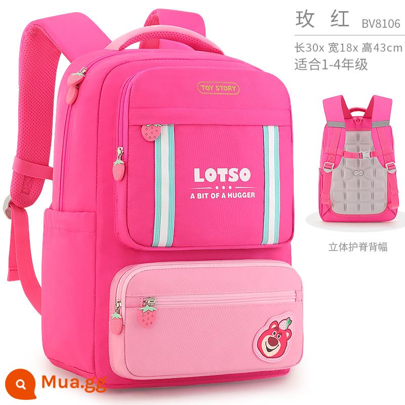 Disney Schoolbags Trường tiểu học Girl Girl Girl Một, ba đến lớp sáu cô gái siêu nhẹ -Backpack Backpack của trẻ em Ridge Ridge Sorment - Lớp 1-4 Hoa Hồng Đỏ 8106