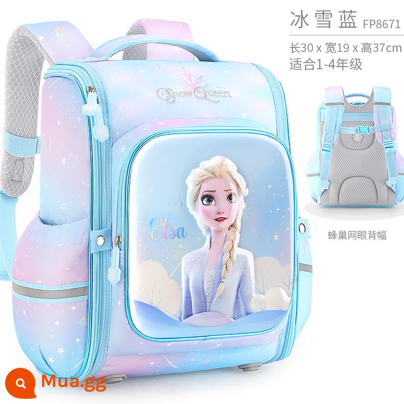 Disney Schoolbags Trường tiểu học Girl Girl Girl Một, ba đến lớp sáu cô gái siêu nhẹ -Backpack Backpack của trẻ em Ridge Ridge Sorment - Lớp 1-4 Băng Xanh 8671