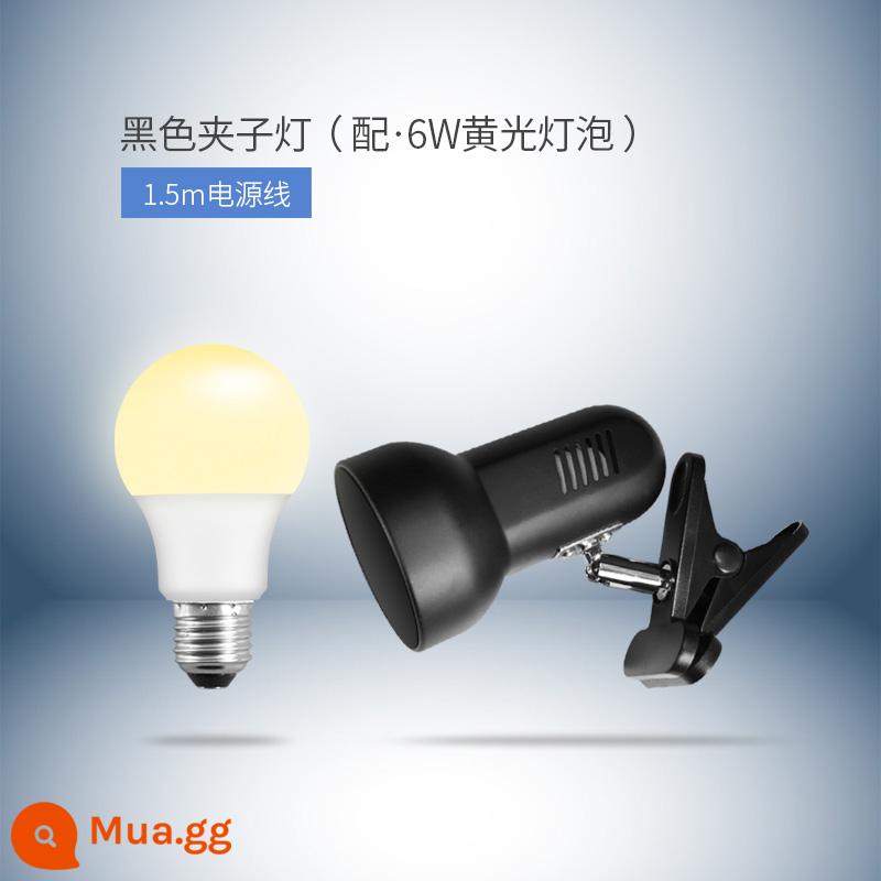 Cắm đơn giản phòng ngủ đầu giường kẹp đèn LED để bàn phòng ngủ bảo vệ mắt ký túc xá bàn học sinh trẻ em đèn kẹp tóc - Màu đen (với ánh sáng ấm áp 6W và bóng đèn LED không nhấp nháy)