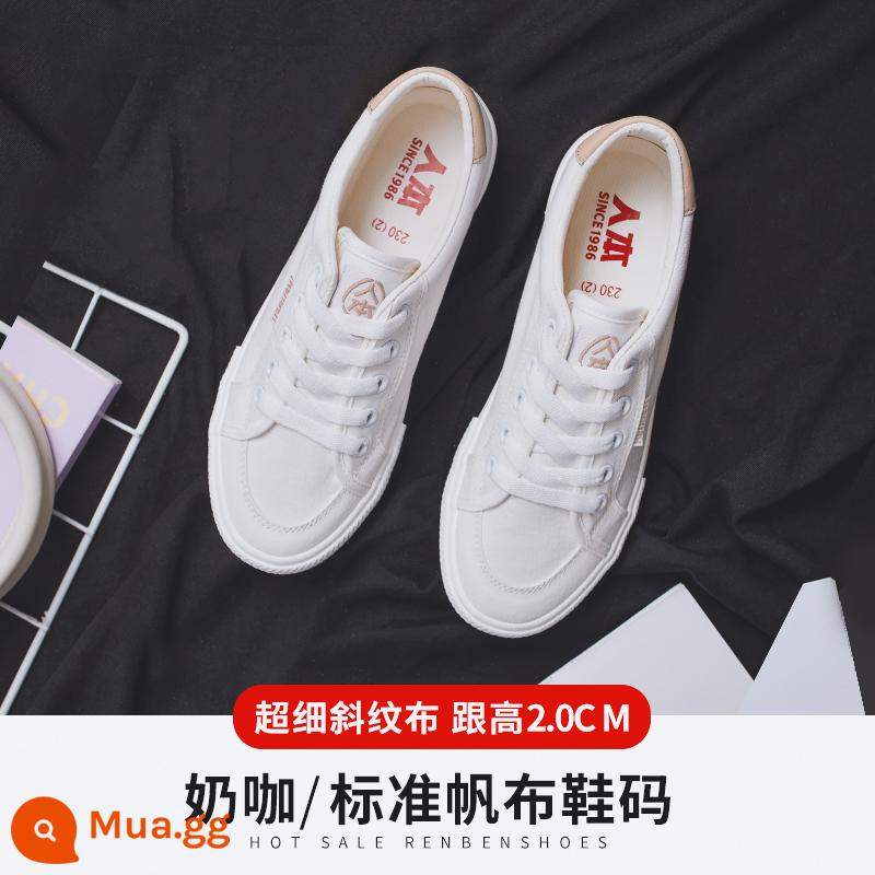 Renben 2022 Mẫu Đôi Giày Vải Giày Sneakers Ins Triều Mùa Xuân Phong Cách Hot Giày Nhỏ Màu Trắng Giày Nữ Phong Cách Cổ Điển Mới - cà phê sữa