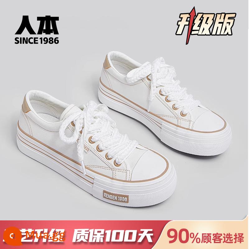 Renben Retro Giày Nữ Thể Thao Mùa Xuân Giày Sneaker Mới 2023 Buộc Dây Cổ Thấp Nữ Chính Thức Hàng Đầu - Cà phê sữa [phiên bản nâng cấp]