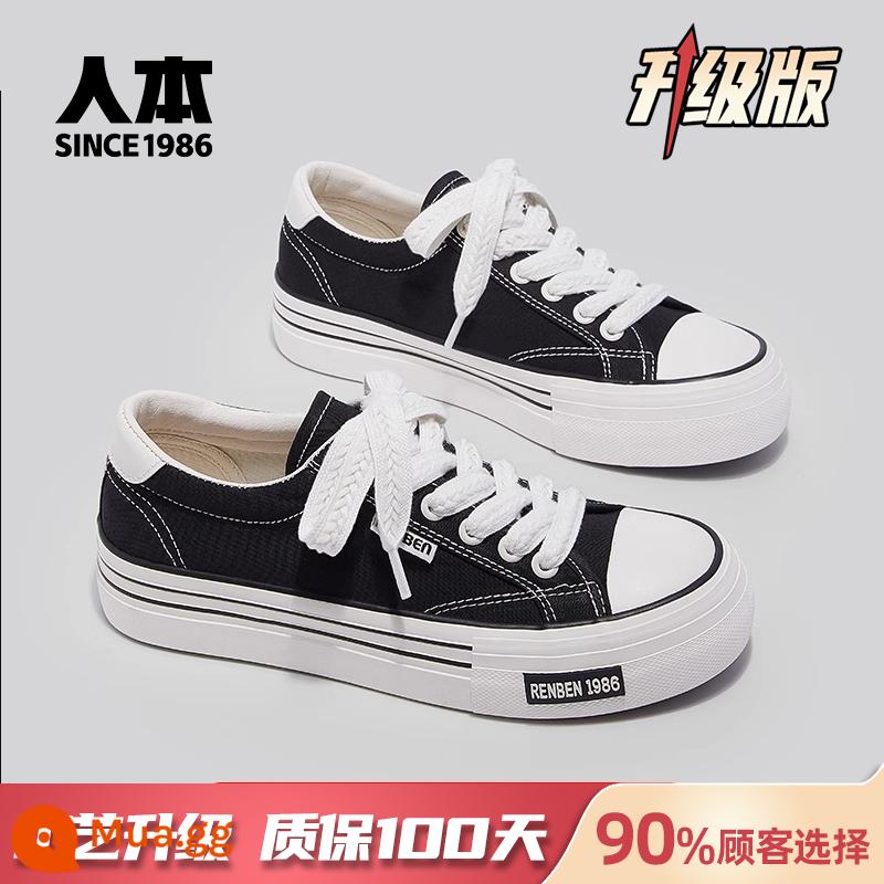 Renben Retro Giày Nữ Thể Thao Mùa Xuân Giày Sneaker Mới 2023 Buộc Dây Cổ Thấp Nữ Chính Thức Hàng Đầu - Đen [phiên bản nâng cấp]