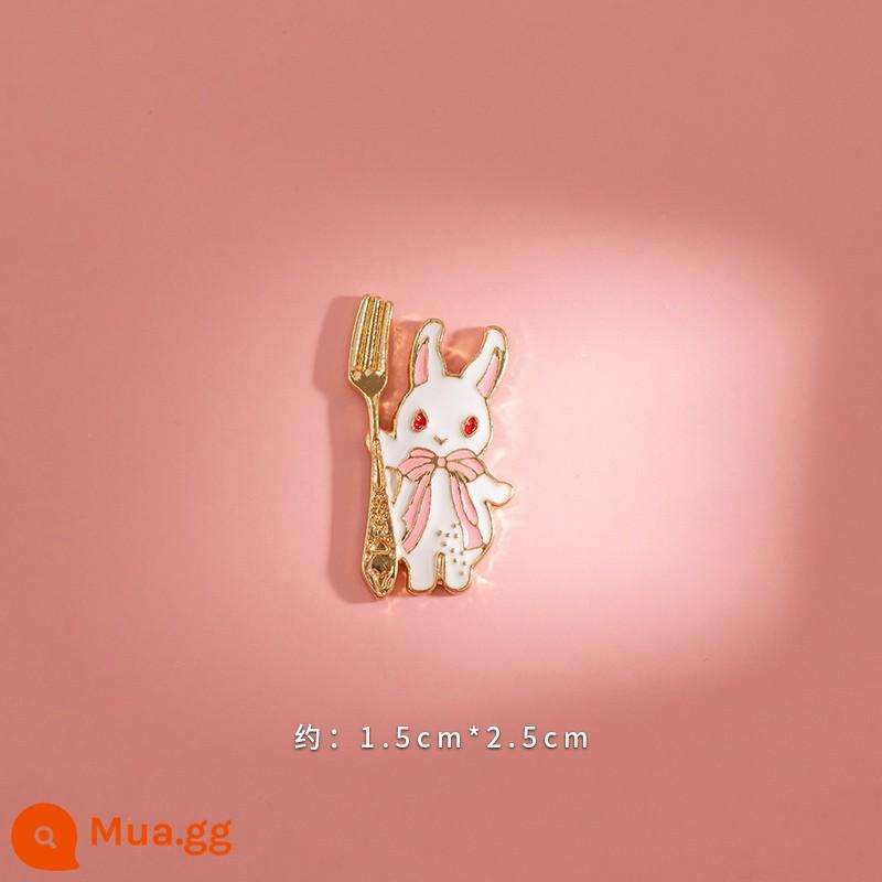 Little White Rabbit Robe dễ thương Người môi giới phim hoạt hình Nhật Bản Ins Tide Tính cách chống lại Buckle Light Withing với cặp Huy hiệu Metal Metal - thỏ thìa hồng