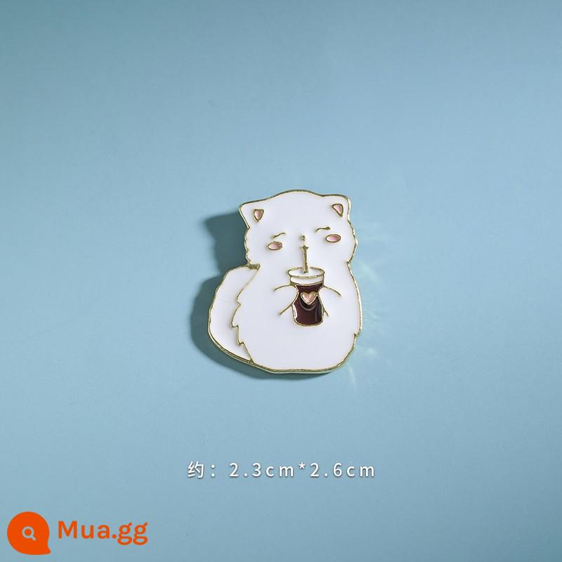 Little White Rabbit Robe dễ thương Người môi giới phim hoạt hình Nhật Bản Ins Tide Tính cách chống lại Buckle Light Withing với cặp Huy hiệu Metal Metal - Mèo trắng uống trà sữa